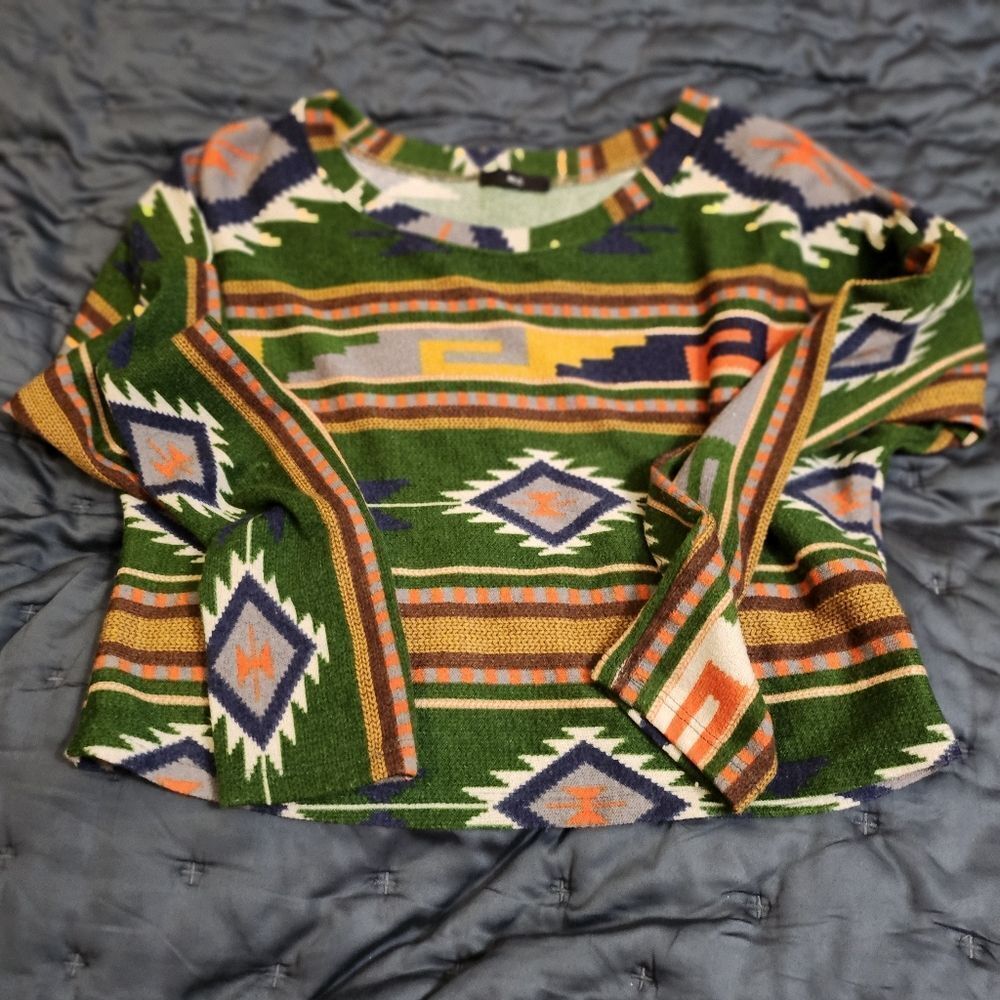 Aztec Patterned Long Sleeve Top